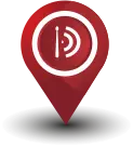 Agencia de Marketing y Publicidad Local 1 Icono de pin de mapa de color rojo brillante con el logotipo de Drums Agency, señalando y centrando la atención en la ubicación de tu negocio, simbolizando nuestra especialización en Marketing y Publicidad local con impacto a nivel nacional.
