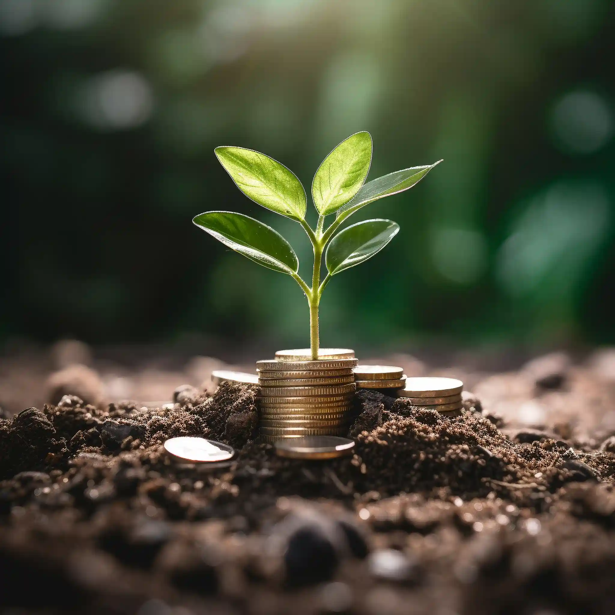 Marketing Local | Estrategias para Negocios Locales 4 Planta creciendo sobre monedas. Señala el efecto de la publicidad y el marketing bien hecho y sus resultados. Sembrar para recoger.